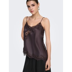 JDY Fifi Asym. Lace Top - Coffee Bean