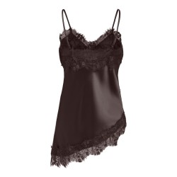 ONLY LINDA Indona satin lace singlet - Chocolate Torte