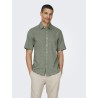 ONLY & SONS Caiden S/S Hør Skjorte - Swamp