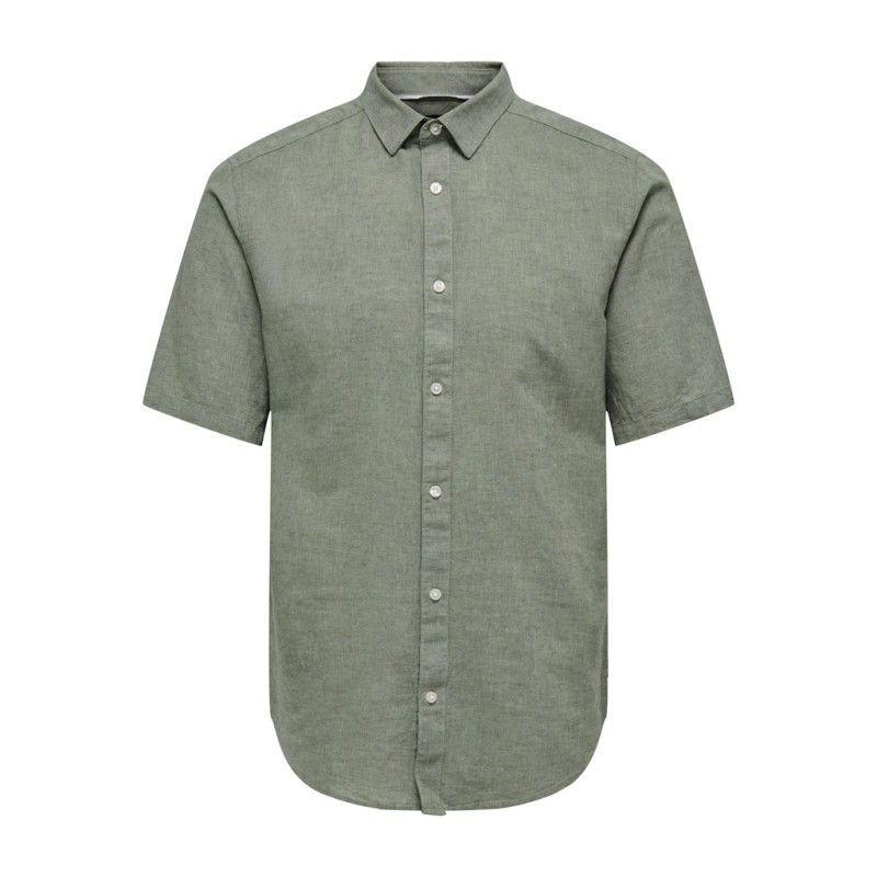 ONLY & SONS Caiden S/S Hør Skjorte - Swamp