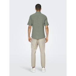 ONLY & SONS Caiden S/S Hør Skjorte - Swamp
