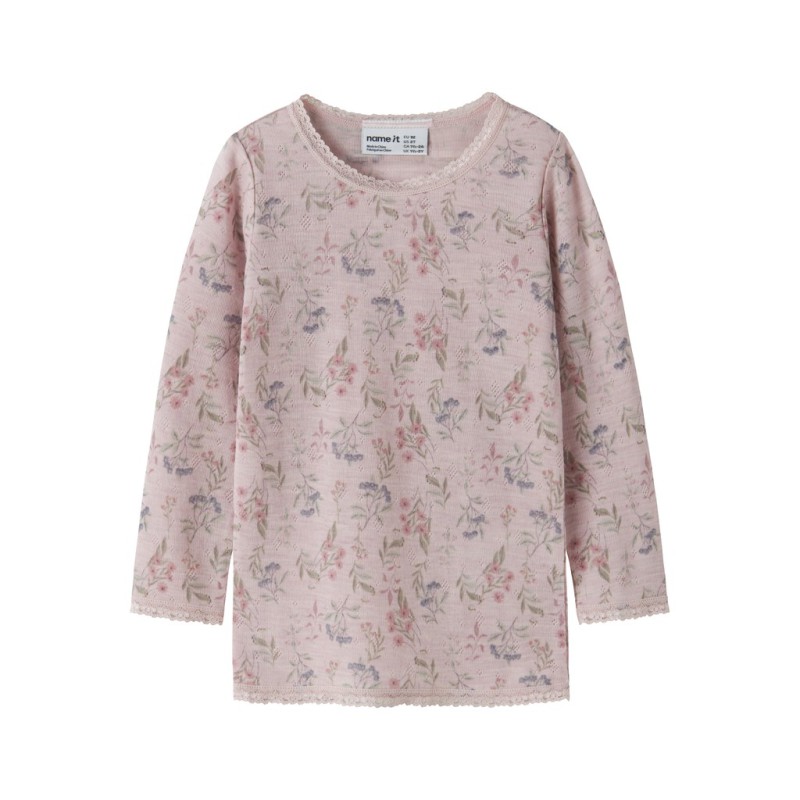 NAME IT MINI Wang uld top med hulmønster - Violet Ice