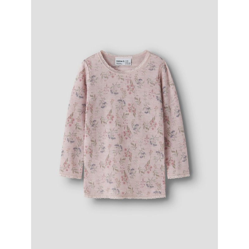NAME IT MINI Wang uld top med hulmønster - Violet Ice