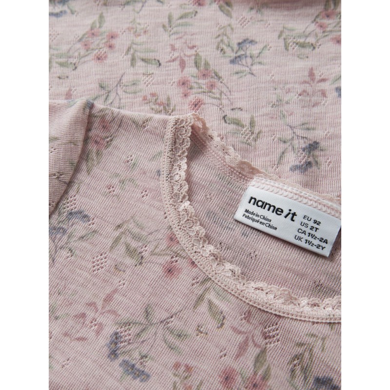 NAME IT MINI Wang uld top med hulmønster - Violet Ice