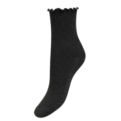 ONLY Caya strømper med bølge kant - Dark Grey Melange