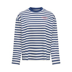 ONLY Freja langærmet Top med striber - Cloud Dancer/ Navy