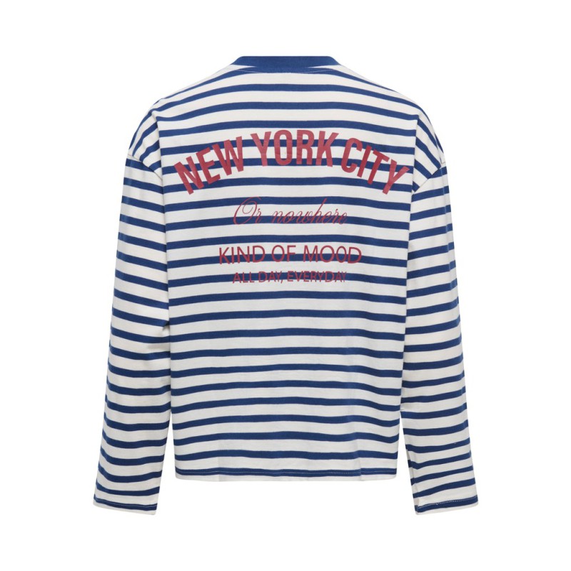 ONLY Freja langærmet Top med striber - Cloud Dancer/ Navy