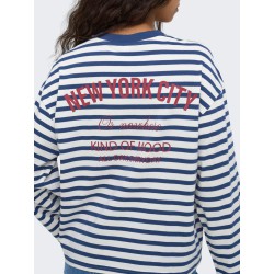 ONLY Freja langærmet Top med striber - Cloud Dancer/ Navy