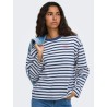 ONLY Freja langærmet Top med striber - Cloud Dancer/ Navy