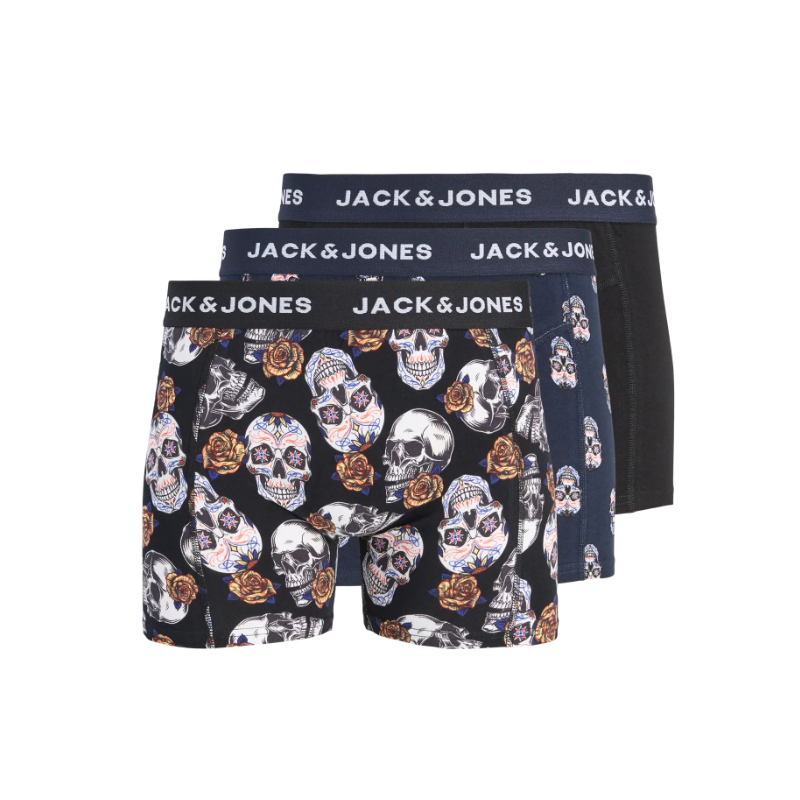 JACK & JONES JUNIOR Craul Skulls 3-pak boxershorts - Black/ Sky Captain
