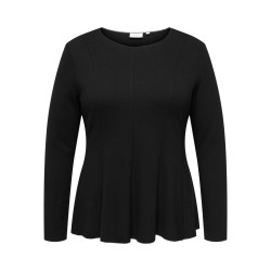 ONLY CARMAKOMA Kenya langærmet peplum top - Black
