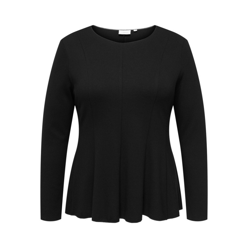 ONLY CARMAKOMA Kenya langærmet peplum top - Black