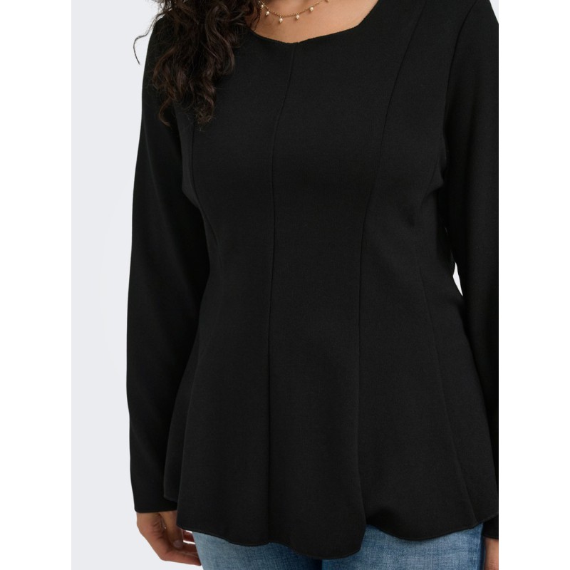 ONLY CARMAKOMA Kenya langærmet peplum top - Black