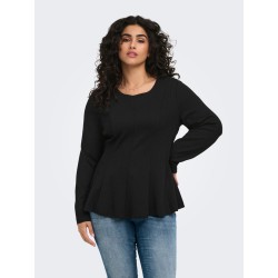 ONLY CARMAKOMA Kenya langærmet peplum top - Black