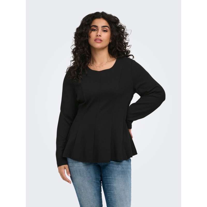 ONLY CARMAKOMA Kenya langærmet peplum top - Black