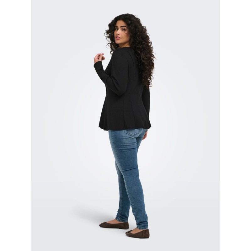 ONLY CARMAKOMA Kenya langærmet peplum top - Black