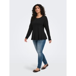 ONLY CARMAKOMA Kenya langærmet peplum top - Black