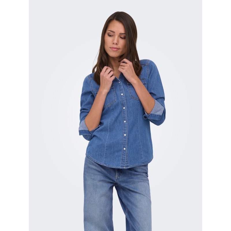 JDY Sandie denim skjorte - Medium Blue Denim