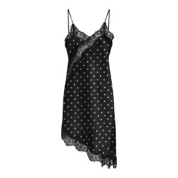 JDY Cally prikket satin singlet kjole - Sort /Cloud Dancer
