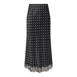 JDY Cally MW midi satin nederdel med prikker - Sort med hvide prikker