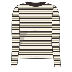 ONLY Elli langærmet stribet rib Top - Cloud Dancer/ Peat Moss/ Chocolatete Tort