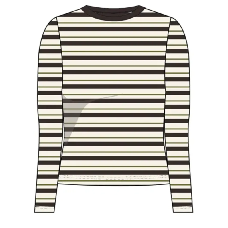 ONLY Elli langærmet stribet rib Top - Cloud Dancer/ Peat Moss/ Chocolatete Tort