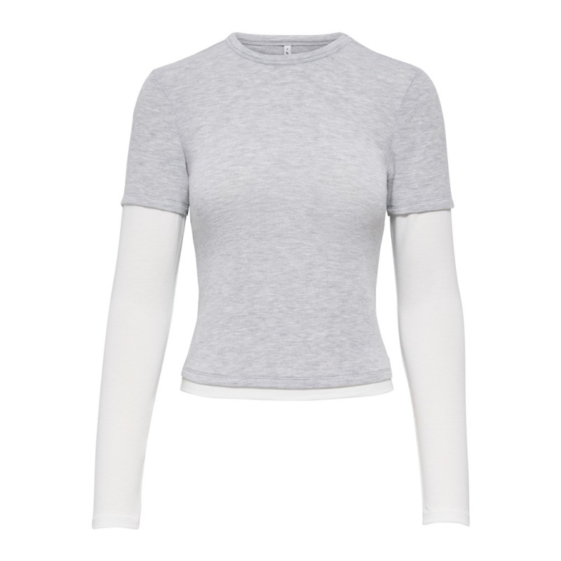 ONLY Dubla Langærmet top - Light Grey Melange