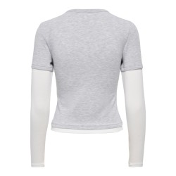 ONLY Dubla Langærmet top - Light Grey Melange