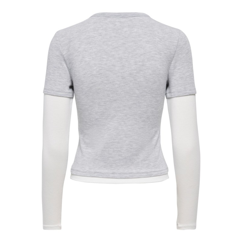 ONLY Dubla Langærmet top - Light Grey Melange