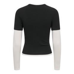 ONLY Dubla Langærmet top - Black/ Cloud Dancer