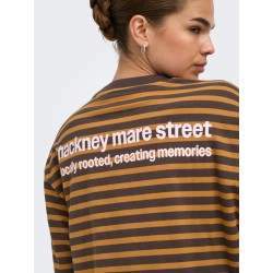 ONLY Freja langærmet T-shirt med striber - Bracken/Buckthorn