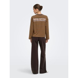 ONLY Freja langærmet T-shirt med striber - Bracken/Buckthorn