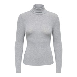 ONLY Glamour langærmet højhalset bluse - Light Grey Melange