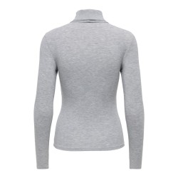 ONLY Glamour langærmet højhalset bluse - Light Grey Melange