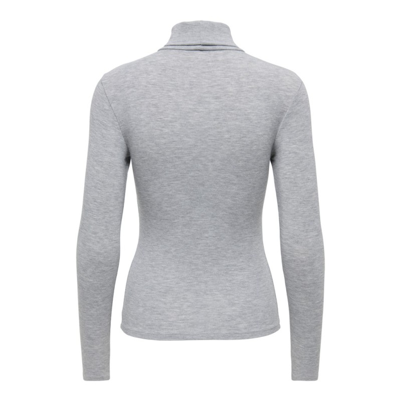 ONLY Glamour langærmet højhalset bluse - Light Grey Melange