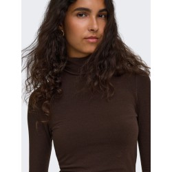 ONLY Glamour langærmet højhalset bluse - Black Coffee