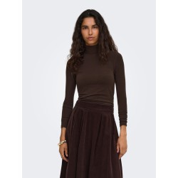 ONLY Glamour langærmet højhalset bluse - Black Coffee