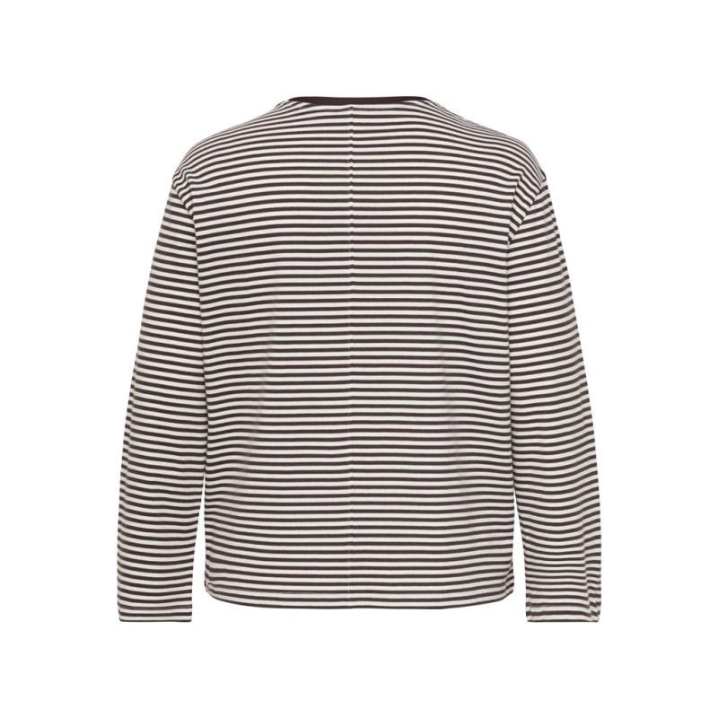 ONLY CARMAKOMA Freja brede langærmet T-shirt - Coffee Bean/Cloud Dancer