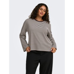 ONLY CARMAKOMA Freja brede langærmet T-shirt - Coffee Bean/Cloud Dancer