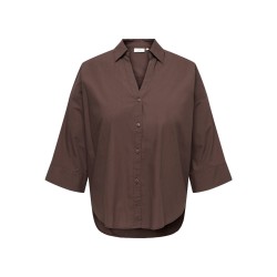 ONLY CARMAKOMA Saja Keri 3/4 skjorte - Coffee Bean