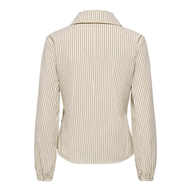 JDY Rika langærmet binde knude skjorte - Eggnog/Brown/Black