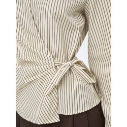 JDY Rika langærmet binde knude skjorte - Eggnog/Brown/Black