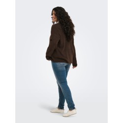 ONLY CARMAKOMA Camilla V-hals strik pullover - Coffee Bean