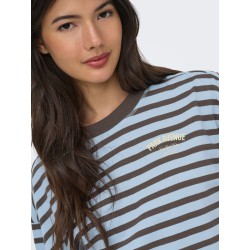 ONLY Freja langærmet Top med striber - Cashmere Blue/ Braken