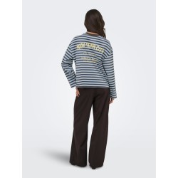 ONLY Freja langærmet Top med striber - Cashmere Blue/ Braken