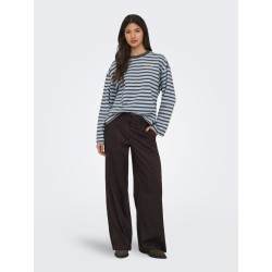 ONLY Freja langærmet Top med striber - Cashmere Blue/ Braken
