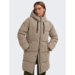 JDY Blair lang puffer jakke - Walnut CONTRAST BLACK
