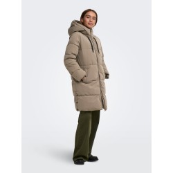 JDY Blair lang puffer jakke - Walnut CONTRAST BLACK