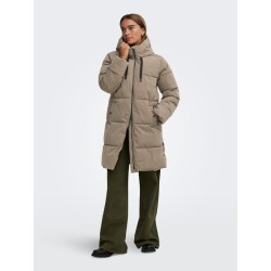 JDY Blair lang puffer jakke - Walnut CONTRAST BLACK