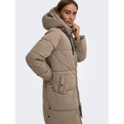 JDY Blair lang puffer jakke - Walnut CONTRAST BLACK